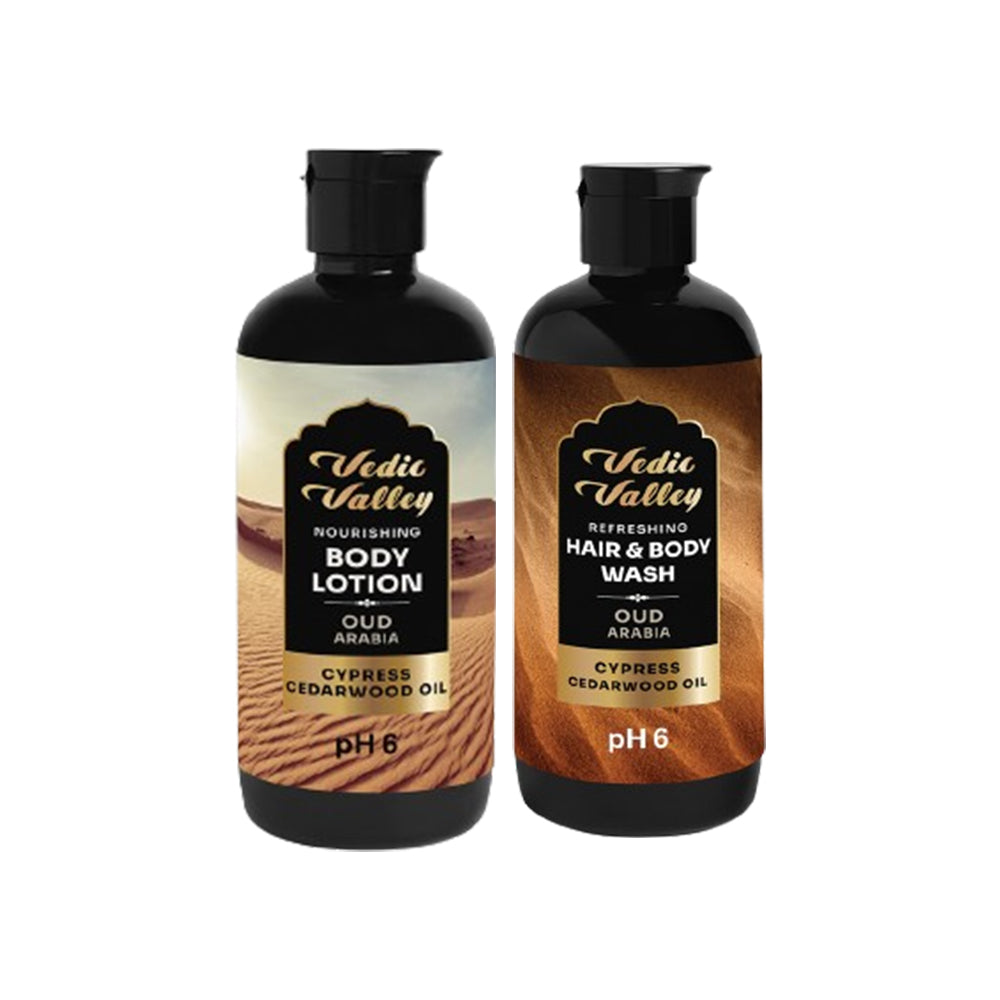 Oud Arabia Hair & Body Wash with Lotion Combo Vedic Valley