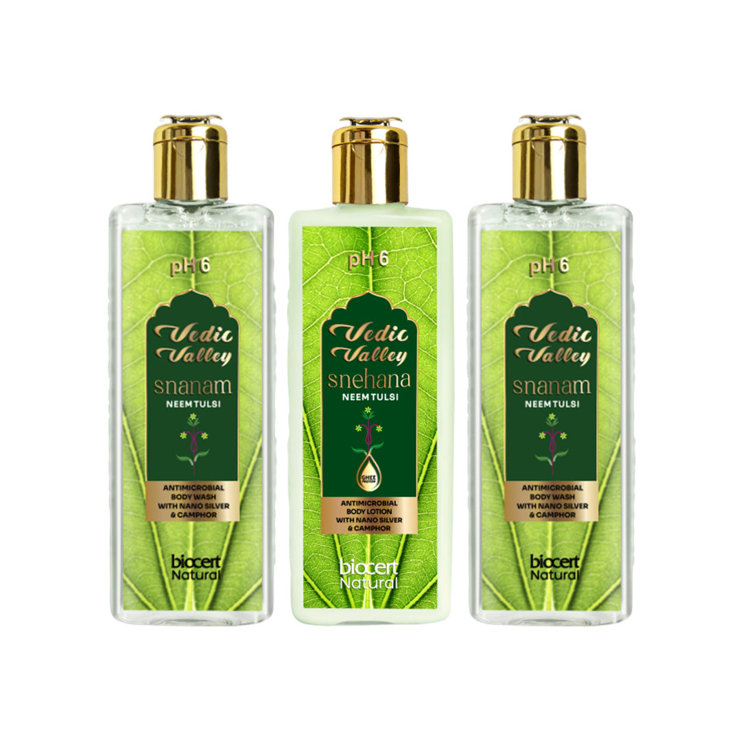 Neem Tulsi Body Wash <br> (pack of 2) & Body Lotion <br> Combo.